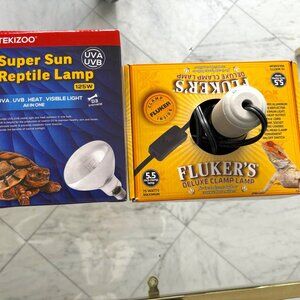 Fluker's Deluxe Clamp Lamp and Reptile Lamp Bulb (UVA, UVB, Heat)